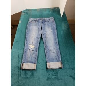 Gap Jeans Size 2 Womens Blue Pants Stretch Mid Rise Straight Cropped Cuffed